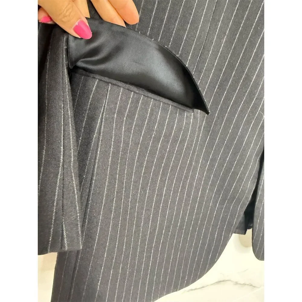 Brooks Brothers Men's Gray Striped Cashmere Wool Blazer Size 44 Formal​